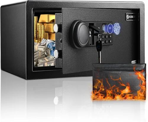 Caja Fuerte Biométrica para el Hogar - (0,78-2,04 pies cúbicos) Caja de Seguridad con Acceso Rápido y Cerradura de Huella Digital, Teclado