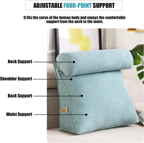 Miniatura 2 de Almohada triangular de cuña para cama, cojín de apoyo para respaldo de cabecero, almohada de lectura para espalda, cuello y pierna, almohada de Rosa