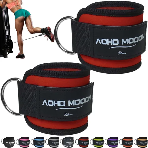 Miniatura 8 de AOHO MOOON Correas de tobillo ajustables y cómodas para máquinas de cable para mujeres, correa de pierna para gimnasio, tobillera para glúteos
