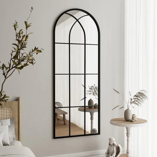 Miniatura 4 de Espejo de longitud completa, 56x22", espejo grande arqueado, espejos de cuerpo completo de panel de ventana negro para pared, espejos de pie