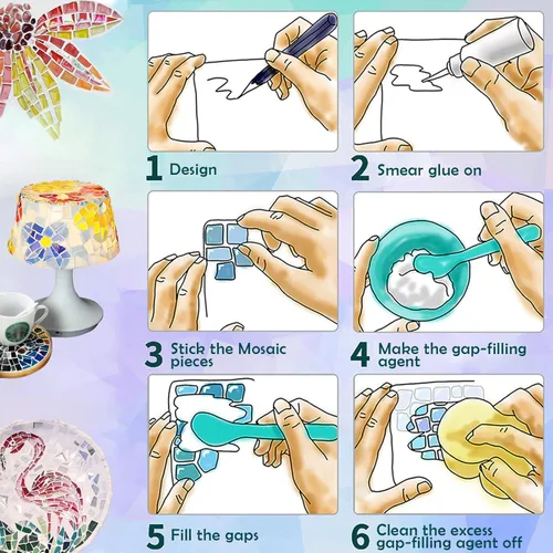 Miniatura 5 de LITMIND Azulejos de Mosaico de Vidrio Irregular Mezclado en Plata para Arte y Manualidades, Paquete de 9oz Suministros para Hacer Mosaicos, Kits