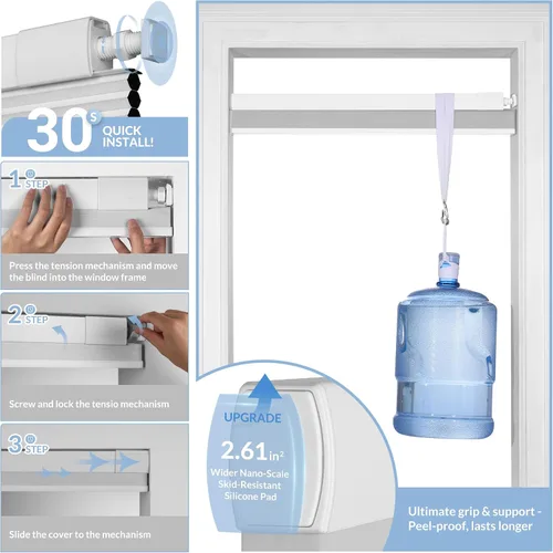 Miniatura 2 de Boolegon Persianas Sin Taladro para Ventanas Persianas Celulares Opacas Sin Cables Sin Herramientas Persianas de Panal Bajar Fácil Instalación