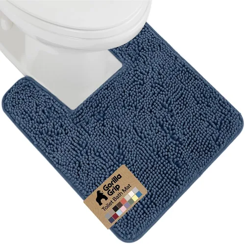 Miniatura 86 de Gorilla Grip - Tapete de baño afelpado, absorbente, peludo, de felpilla, para base de inodoro cuadrada, reverso de goma, suave, de microfibra, claro