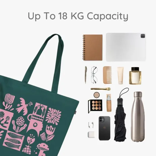 Miniatura 45 de Ecoright Bolsa de lona estética para mujer, bolsa grande con cremallera y bolsillo, bolsa de mano para mujer, para yoga, trabajo, playa