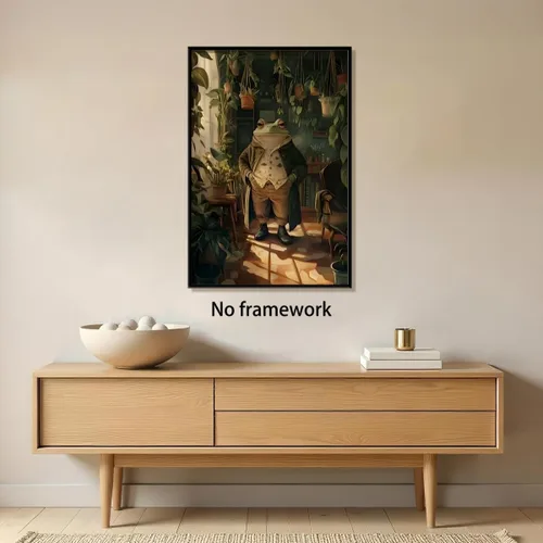 Miniatura 7 de Póster vintage de rana botánica retro, arte de pared de animales para amantes de las plantas, impresión humorística victoriana de rana caballero