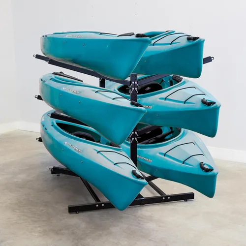 Miniatura 10 de Teal Triangle Estante de almacenamiento de kayak independiente - 2 soportes para kayak y canoa - Kayak interior y exterior - Tabla de surf ajustable