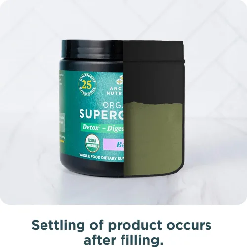 Miniatura 9 de Ancient Nutrition Proteína en polvo multicolágeno, vainilla, 24 porciones + polvo orgánico Supergreens, baya, 12 porciones