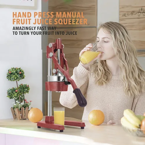 Miniatura 2 de Prensa manual de 19 pulgadas de altura extra alta comercial de hierro fundido de servicio pesado, exprimidor de jugo de frutas manual de cítricos