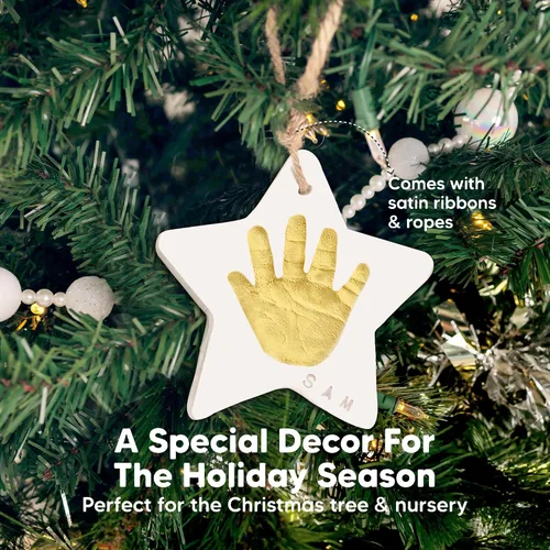 Miniatura 4 de Kit de huellas de manos y pies para bebé - Adorno personalizado de primer Navidad para bebé, recuerdo de huella de recién nacido, kit fácil
