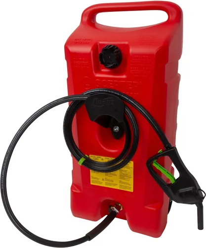 Scepter Duramax Flo 'N Go Carrito de Gas de 14 Galones, Tanque de Combustible Portátil de 53 Litros y Bomba de Transferencia de Combustible con Rojo