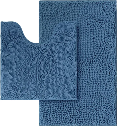 Miniatura 25 de Juego de alfombras de baño de 2 piezas, súper absorbente suave, gruesa, lavable en lavadora, alfombra de baño de chenilla antideslizante, alfombra