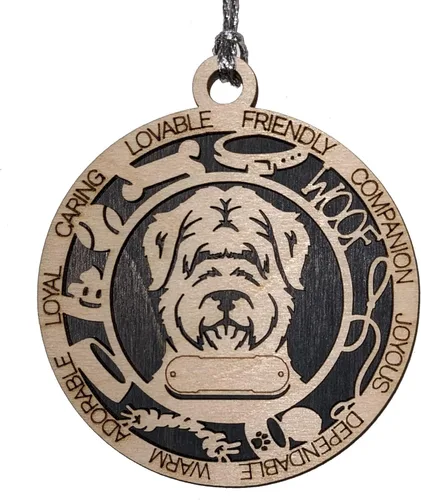 Miniatura 104 de Adorno de Navidad personalizado de madera para perro de 3 pulgadas, nombre y texto personalizables, hecho a mano en Estados Unidos, diseño de corte