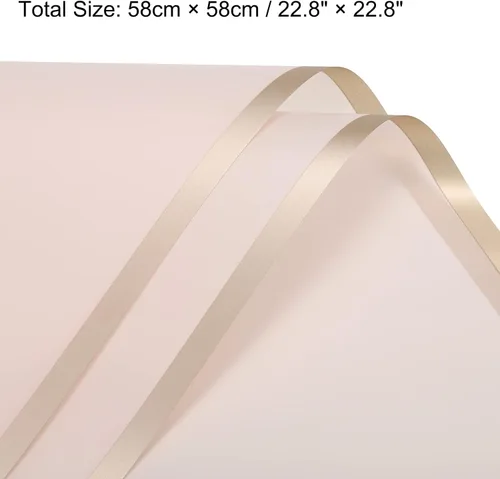 Miniatura 2 de MECCANIXITY 10 piezas de papel de regalo de flores con borde dorado, color loto, 22.8 x 22.8 pulgadas, impermeable, para suministros de ramo