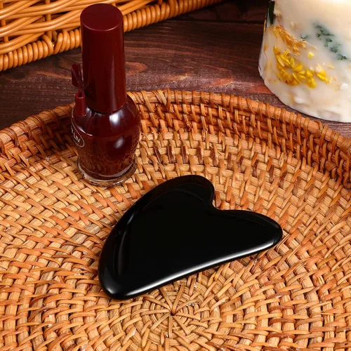 Miniatura 8 de rosenice Gua Sha - Herramientas faciales de guasha negra, piedra de jade Gua Sha para el cuidado de la piel facial, tensiones corporales faciales