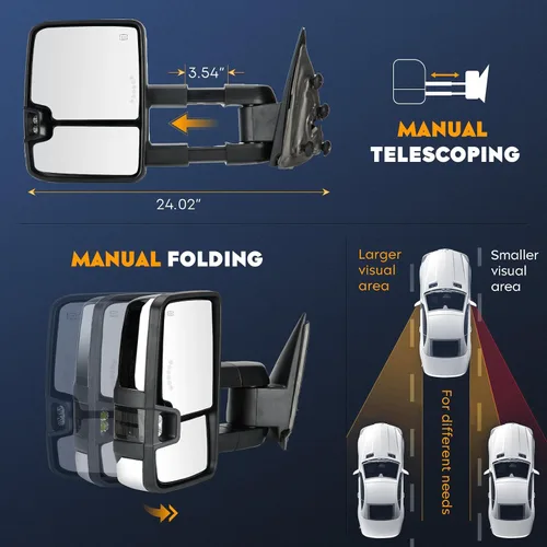 Miniatura 4 de Espejos de remolque cromados para Chevy GMC 2014-2018 Silverado 1500 Sierra 1500 2500 3500 HD, 2015-18 Silverado 2500 3500 HD, con calefacción