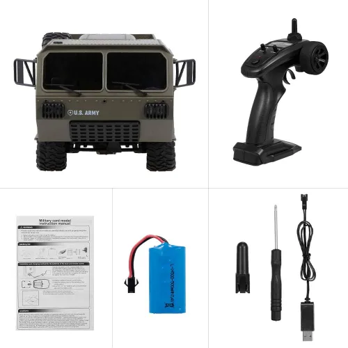 Miniatura 9 de GoolRC Camión militar RC, auto de control remoto a escala 1:12 6WD, autos militares de 2.4 GHz, camión todoterreno todo terreno, vehículo de juguete