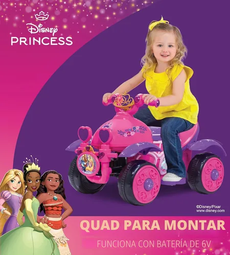 Miniatura 3 de Kid Trax - Cuatriciclo eléctrico de juguete para montar con diseño de Princesas de Disney para niñas pequeñas de 1 año y medio a 3 años