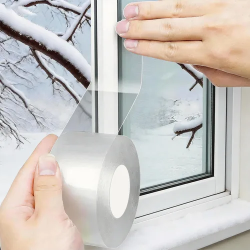 Miniatura 8 de Cinta transparente para sellado de ventana, 2 pulgadas x 35 yardas, cinta adhesiva para aislamiento de ventanas sin residuos, transparente