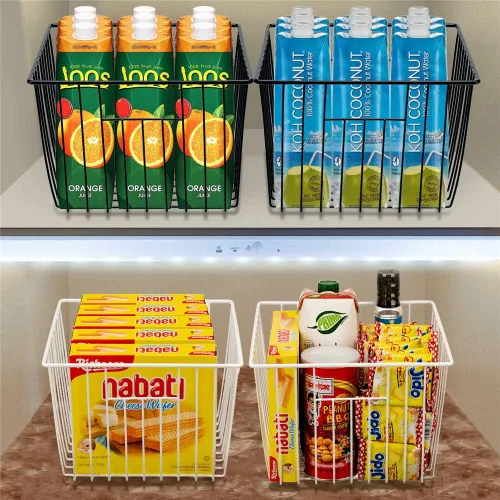 Miniatura 3 de SANNO Cestas de almacenamiento de alambre para congelador, cestas de almacenamiento de metal para el hogar, cesta organizadora para despensa, Negro