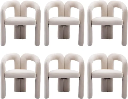 Miniatura 11 de Modernas sillas de comedor de terciopelo tapizadas, con respaldo curvado, cómoda silla auxiliar para cocina, comedor, sala de estar
