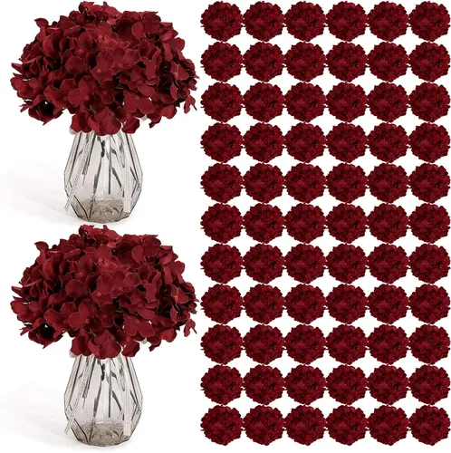 Miniatura 14 de Auihiay 26 piezas de flores hortensias artificiales de seda con tallo para decoración del hogar, bodas, fiesta.