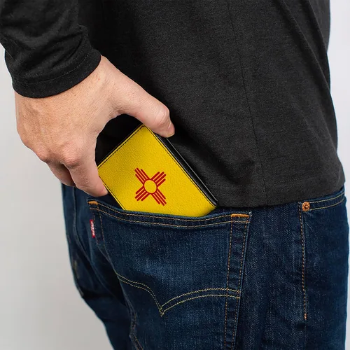 Miniatura 5 de Buckle-Down Billetera plegable de PU para hombre, bandera de Nuevo México, multicolor, 4.0 x 3.5 pulgadas, Varios