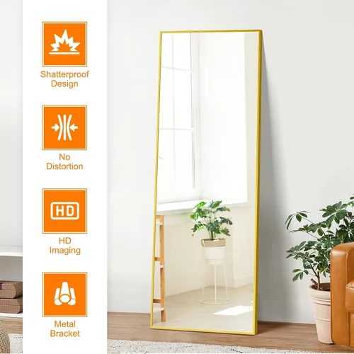 Miniatura 2 de TRAHOME Espejo de pie de longitud completa, espejo de piso grande de 15 x 56 pulgadas con marco de aluminio para puerta, dormitorio, baño, sala