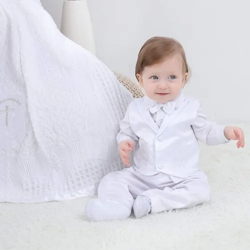 Miniatura 2 de Booulfi Baby Boy's 5 Pcs Set Christening Baptism Outfits Long Sleeve Suit