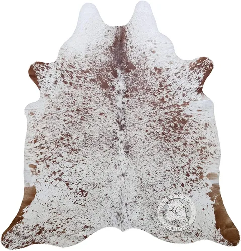 Sunshine Cowhides Alfombra de piel de vaca 100% genuina, color marrón y blanco, alfombra de piel de animal de estilo moderno y alfombra para sala de