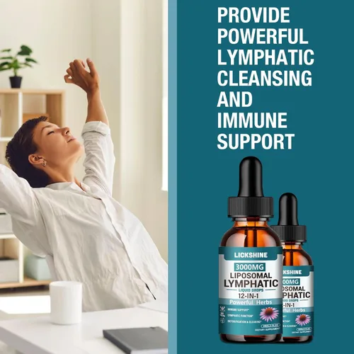 Miniatura 7 de 1 paquete de gotas de drenaje linfático liposomal de 3000 mg, 12 en 1 suplementos de drenaje linfático orgánico con bayas de saúco, raíz de bardana