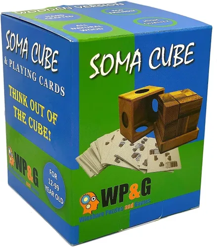 Miniatura 3 de Soma Cube Puzzle de madera con 50 naipes 3D Brain Teaser de tamaño grande
