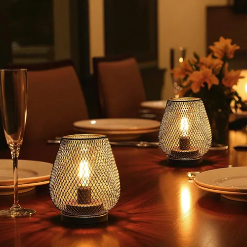 Miniatura 5 de JHY DESIGN Linterna LED de jaula de metal, funciona con pilas, luz de acento inalámbrica con LED, ideal para bodas, fiestas, patio, eventos