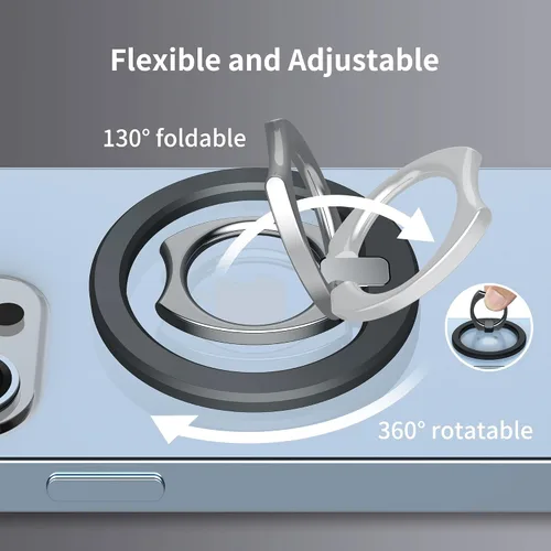 Miniatura 7 de PROfezzion Soporte de anillo de metal fino para MagSafe, agarre magnético extraíble y fuerte para iPhone 17, 16, 15, 14, 13, 12 Pro Max, con funda