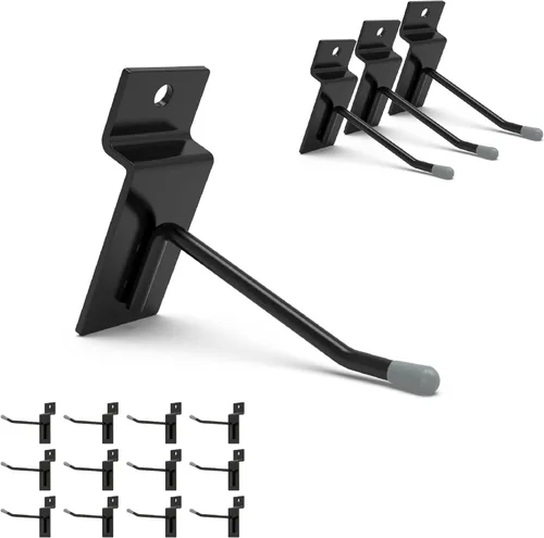 HUHOLE Ganchos negros para pared, 2 pulgadas, 50 unidades, acero inoxidable, recubrimiento en polvo, carga máxima de 20 libras, estilo industrial,