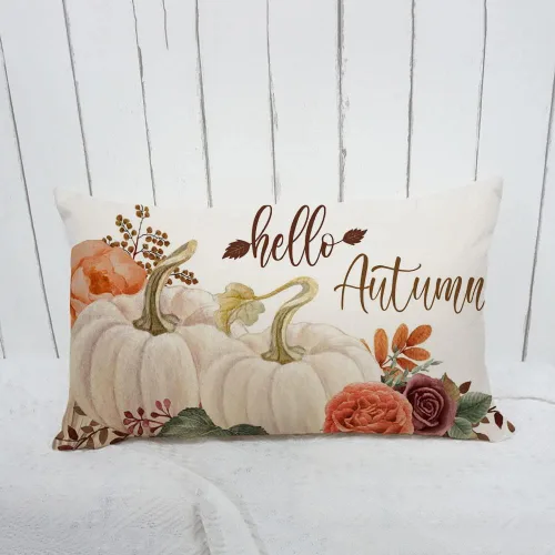 Miniatura 2 de Funda de almohada de otoño de 20 x 12 pulgadas, funda de cojín de otoño con diseño de calabazas de otoño, funda de almohada lumbar de lino