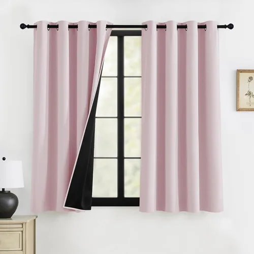 Miniatura 30 de RYB HOME Cortinas opacas grises de 63 pulgadas de largo para dormitorio, cortinas de ventana 100% opacas con aislamiento térmico y reducción