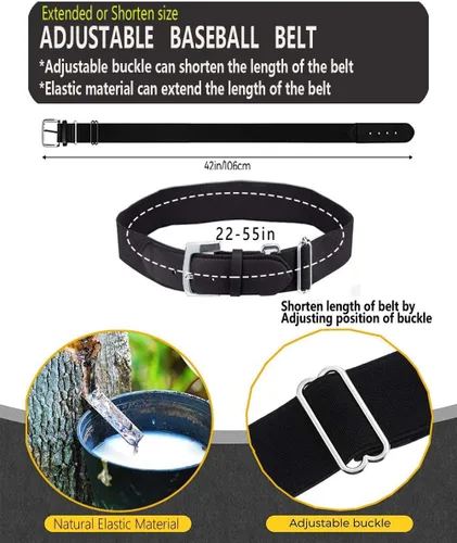 Miniatura 2 de Thaplay BaseballSoftball Belt for Kids Boys Youth Men Women Adult (2 Pairs of Socks and Belt) With 2 Pairs Baseball socks