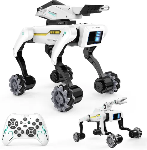 Kit de perro robot 3 en 1 con ruedas, más de 30 acciones biónicas, voz y control remoto, movimientos programables, batería recargable, juguete de
