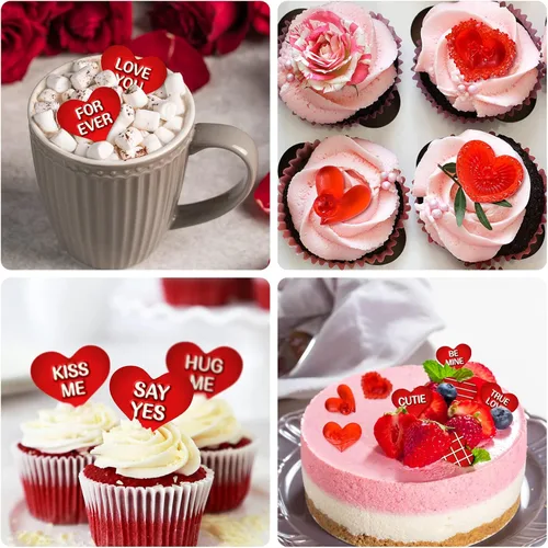 Miniatura 6 de Whaline 3 moldes de silicona 3D para el día de San Valentín, diseño de corazón de conversación, molde de silicona 3D Love You XOXO Letra Cupcake