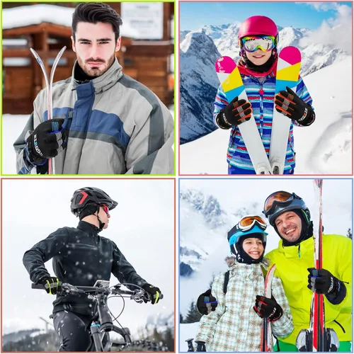 Miniatura 2 de Bencailor 4 pares de guantes de esquí para hombres, mujeres y niños, guantes de nieve resistentes al viento, guantes de invierno cálidos