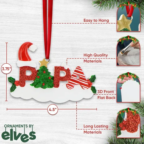 Miniatura 3 de Adorno de Navidad familiar personalizado – Adorno de papá, adornos personalizados para papá 2025, regalo personalizado para papá nuevo para árbol