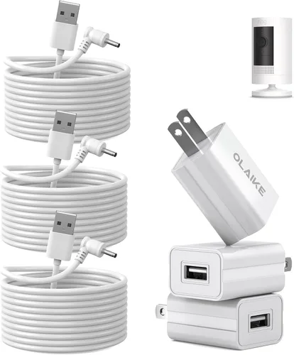 Miniatura 16 de OLAIKE Paquete de 2 cables de carga de 16 pies para batería Ring Stick Up Cam/Plug-in y Ring Spotlight Cam Battery, adaptador de corriente
