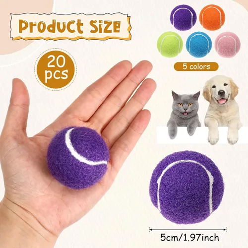 Miniatura 2 de Giantree Paquete de 20 mini pelotas de tenis para perros, pelotas de tenis pequeñas de entrenamiento de 2 pulgadas, pelota interactiva para perros