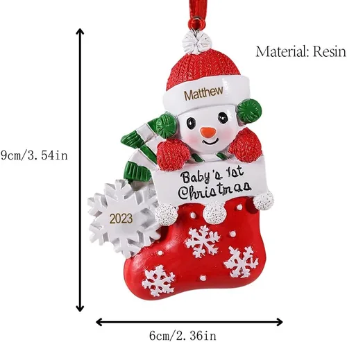 Miniatura 5 de Adornos de Navidad personalizados, nombres de familia, decoración de Navidad, decoración colgante de árbol, adorno de bendición de Feliz Navidad