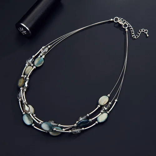 Miniatura 6 de Collar a capas con cristal para mujer, gargantilla con cadena de plata gruesa, regalo de cumpleaños para mujer