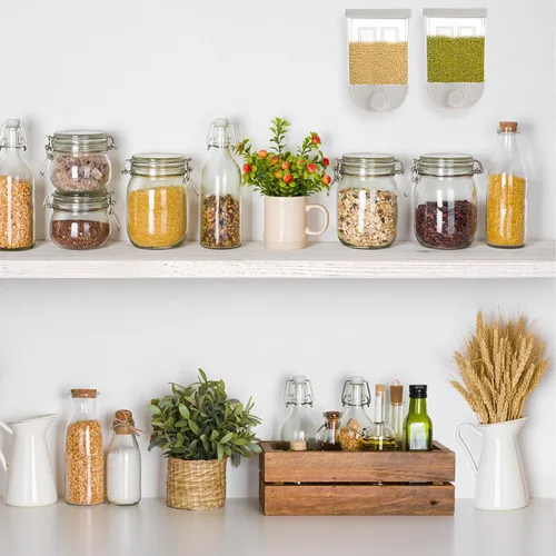 Miniatura 9 de DOITOOL Recipiente de almacenamiento montado en la pared, dispensador hermético de cereales de 33.3 onzas con diseño colgante para organización