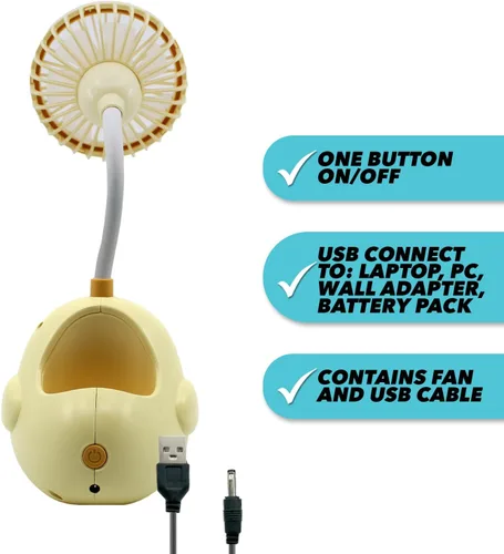 Miniatura 10 de Bonito ventilador de escritorio de pato amarillo con soporte para bolígrafo, ventilador de animales, decoración de pato para oficina, accesorios