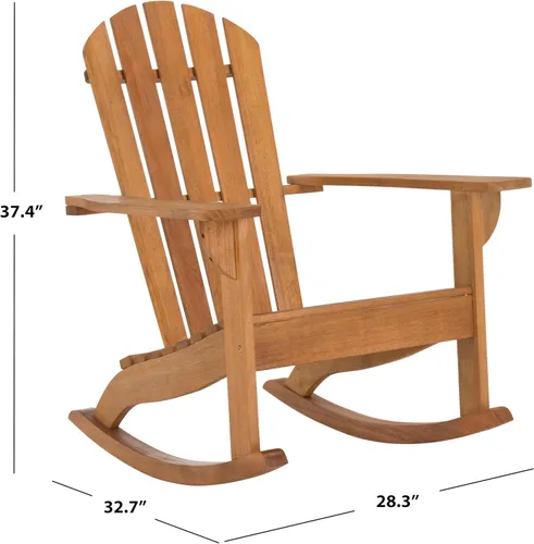 Miniatura 3 de Safavieh PAT7042A Colección Brizio Silla mecedora Adirondack de teca para exteriores Natural