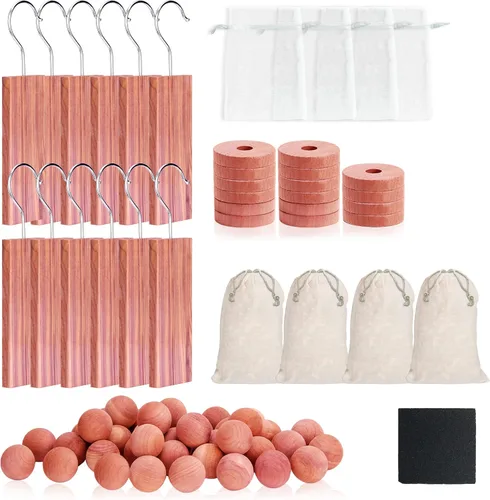 Miniatura 6 de Cedar Space Bloques de cedro para almacenamiento de ropa, paquete de 18 colgantes de cedro, 100% madera de cedro natural para tablones de armario