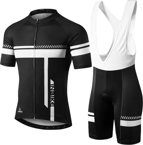 INBIKE Conjunto de camiseta de ciclismo para hombre, reflectante, transpirable, traje de ciclismo de secado rápido, con pantalones cortos acolchados